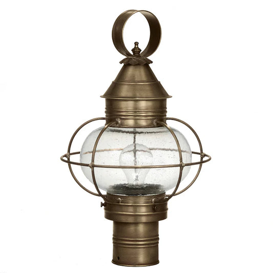 Small Caged Onion Post Light - Dark Antique Brass