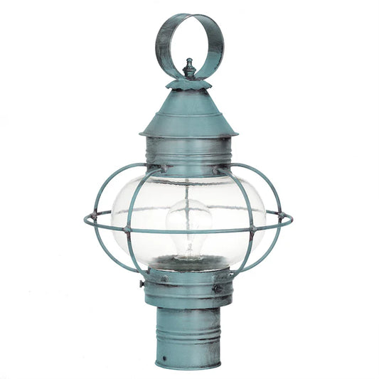Small Caged Onion Post Light - Verdi Gris