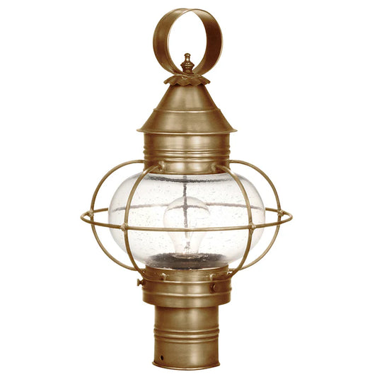 Medium Caged Onion Post Light - Antique Brass