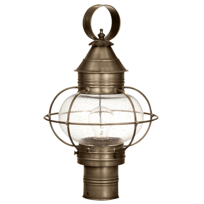Medium Caged Onion Post Light - Dark Antique Brass