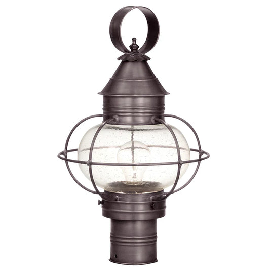Medium Caged Onion Post Light - Dark Brass