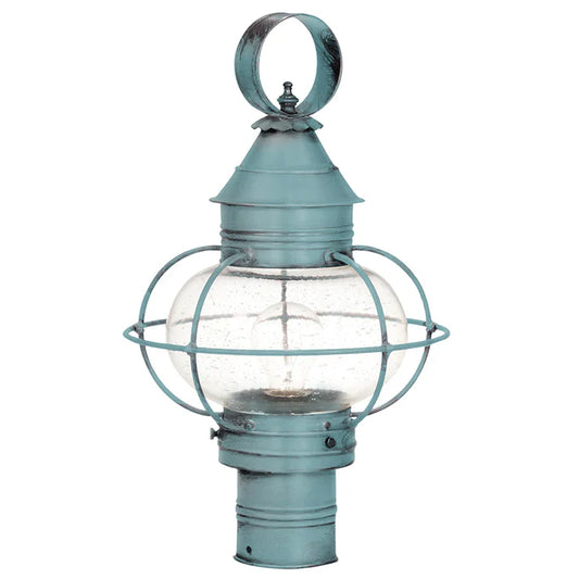 Medium Caged Onion Post Light - Verdi Gris