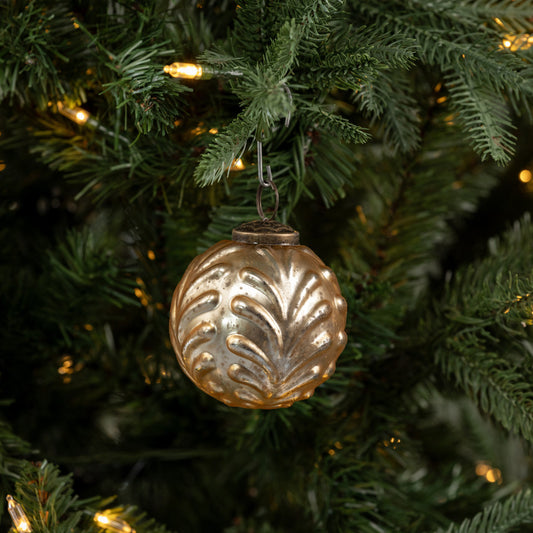 3" CHAMPAGNE FILIGREE KUGEL ORNAMENT