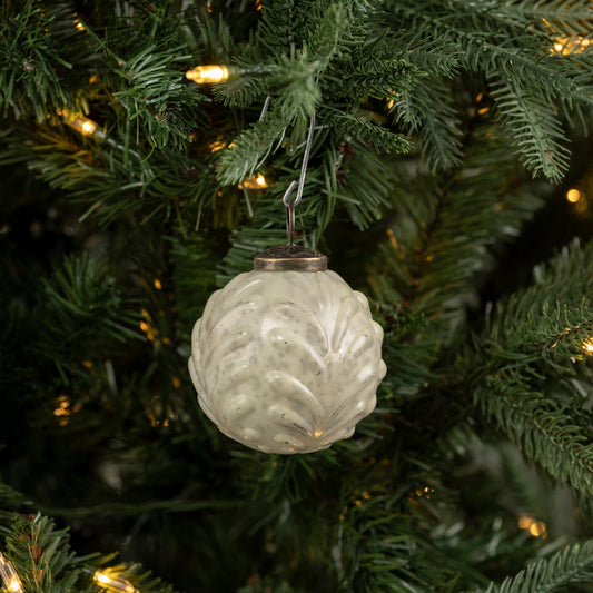 3" WHITE FILIGREE KUGEL ORNAMENT