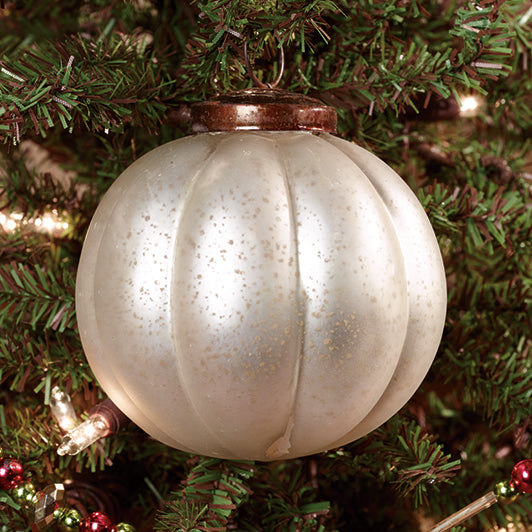 3" White Ridged Mercury Ornament