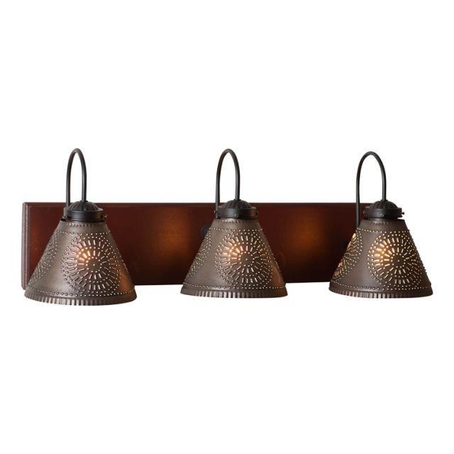 Three Light Crestwood Vanity Light in Rustic Red