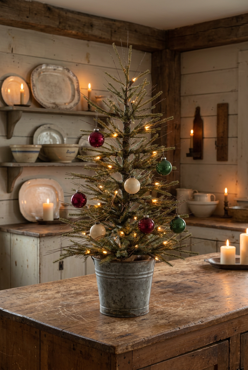 An artificial tree with twigs and lights