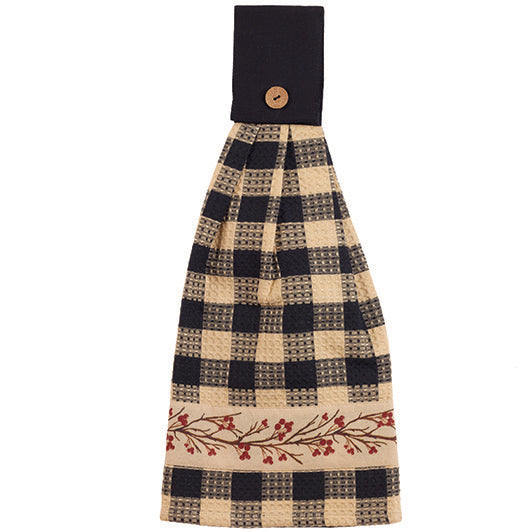 Primitive Berry Vine Check Hand Towel w/ Tab