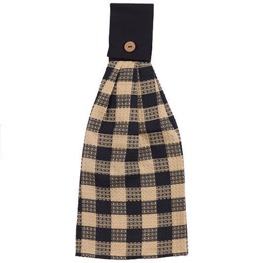 Primitive Black Check Hand Towel w/Tab