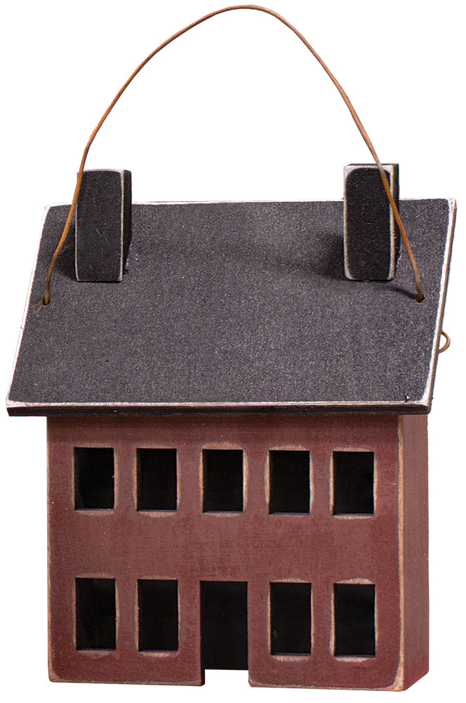 Mini Burgundy Saltbox House Ornament