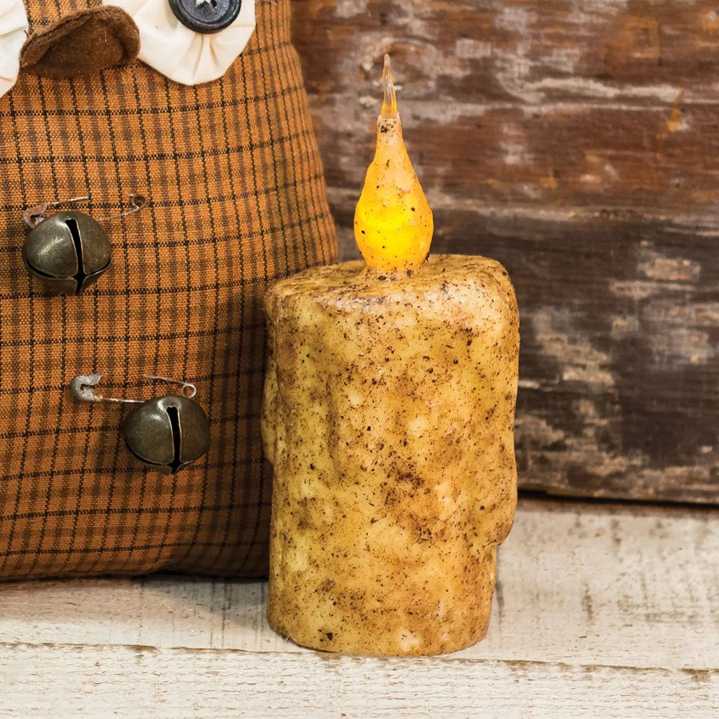 Twisted Flame Pillar - Burnt Ivory - 5"