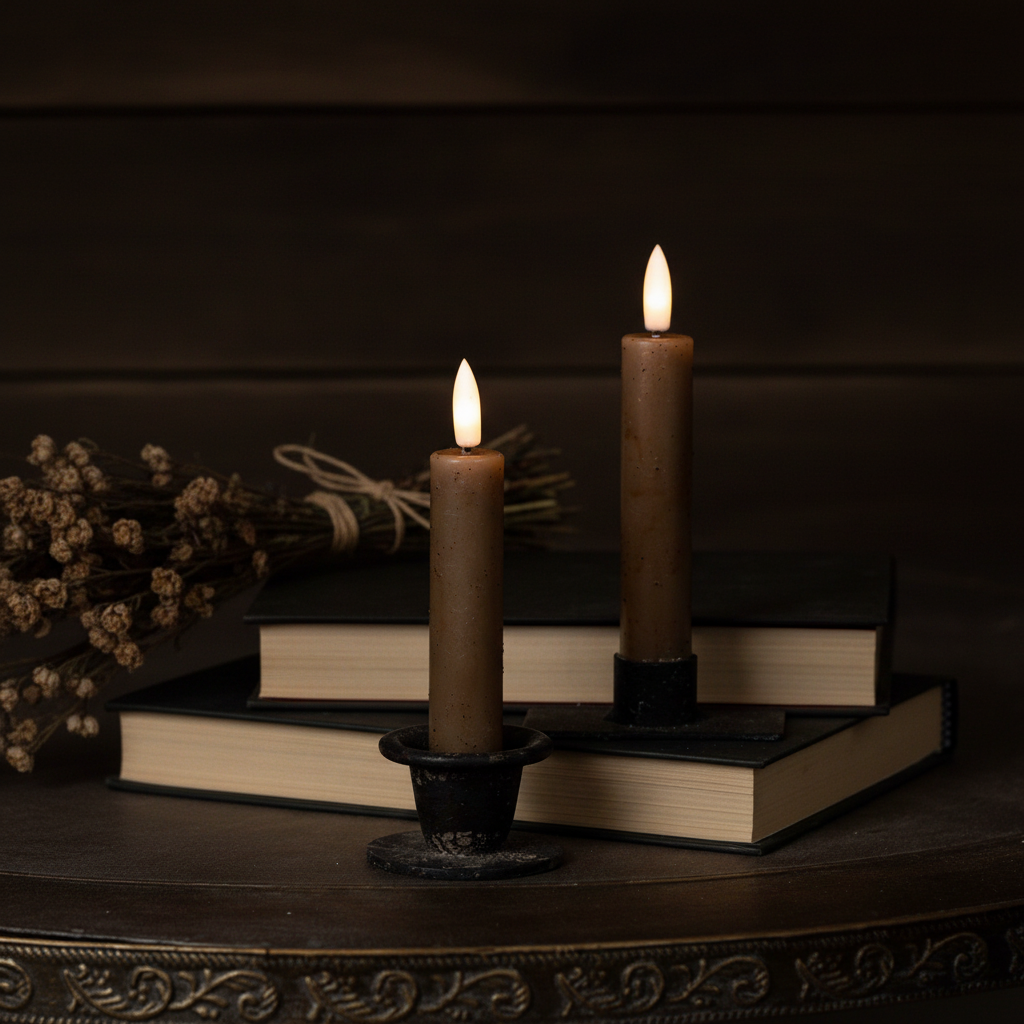 5 3/4" 3D Flame Beige Taper Candle