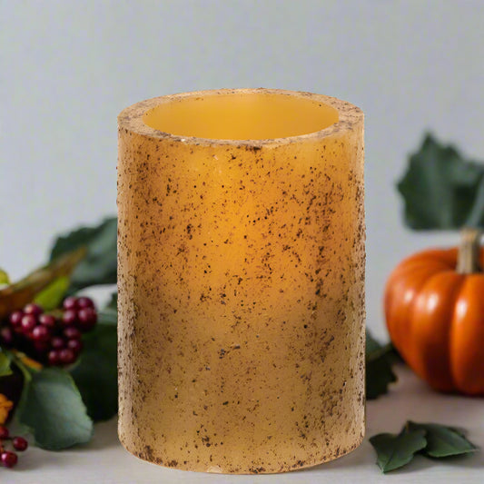 4" burnt ivory timer pillar on white background