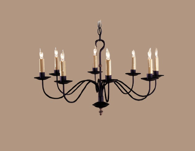 Oakham Wrought Iron Chandelier with Eight Lights