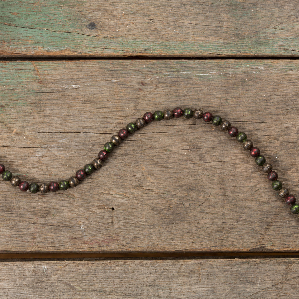 Large Aged Red, Green and Silver Bead Garland