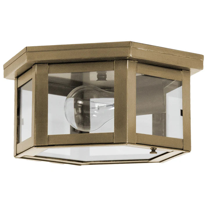 Lutton Tavern Flushmount Light Antique Brass
