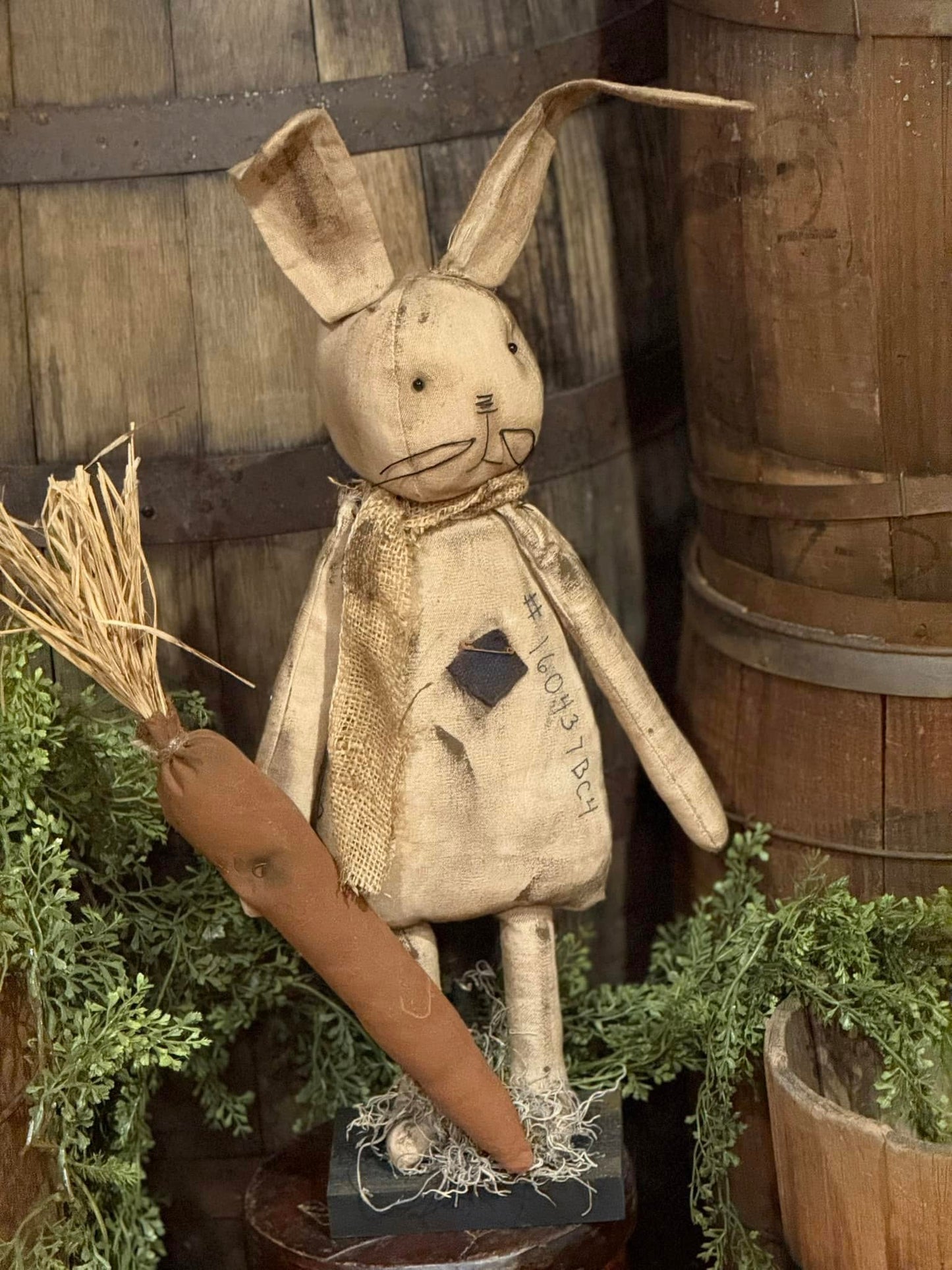 Primitive Hop Bunny Holding Carrot