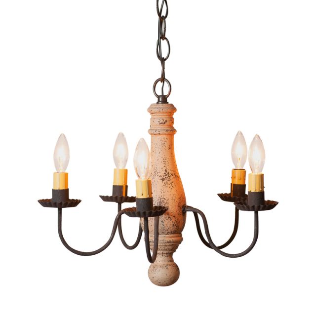 Bed and Breakfast Wooden Chandelier in Hartford Buttermilk with Five Arms