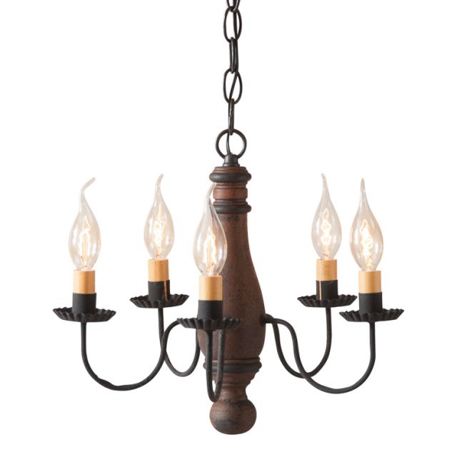 Bed and Breakfast Wooden Chandelier in Hartford Pumpkin with Five Arms
