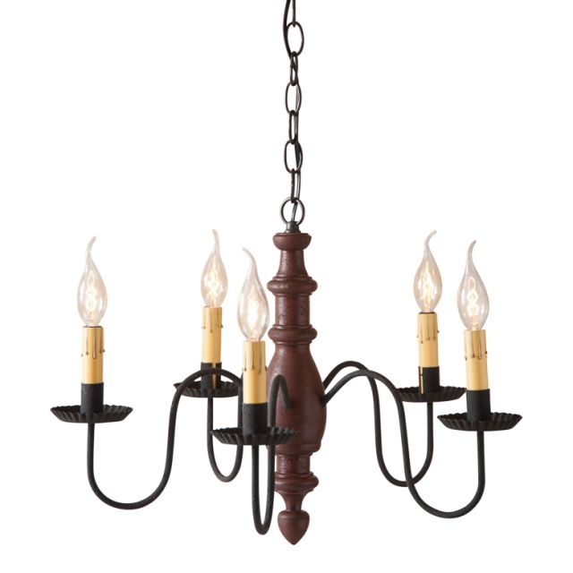 Country Inn Wooden Chandelier in Americana Red
