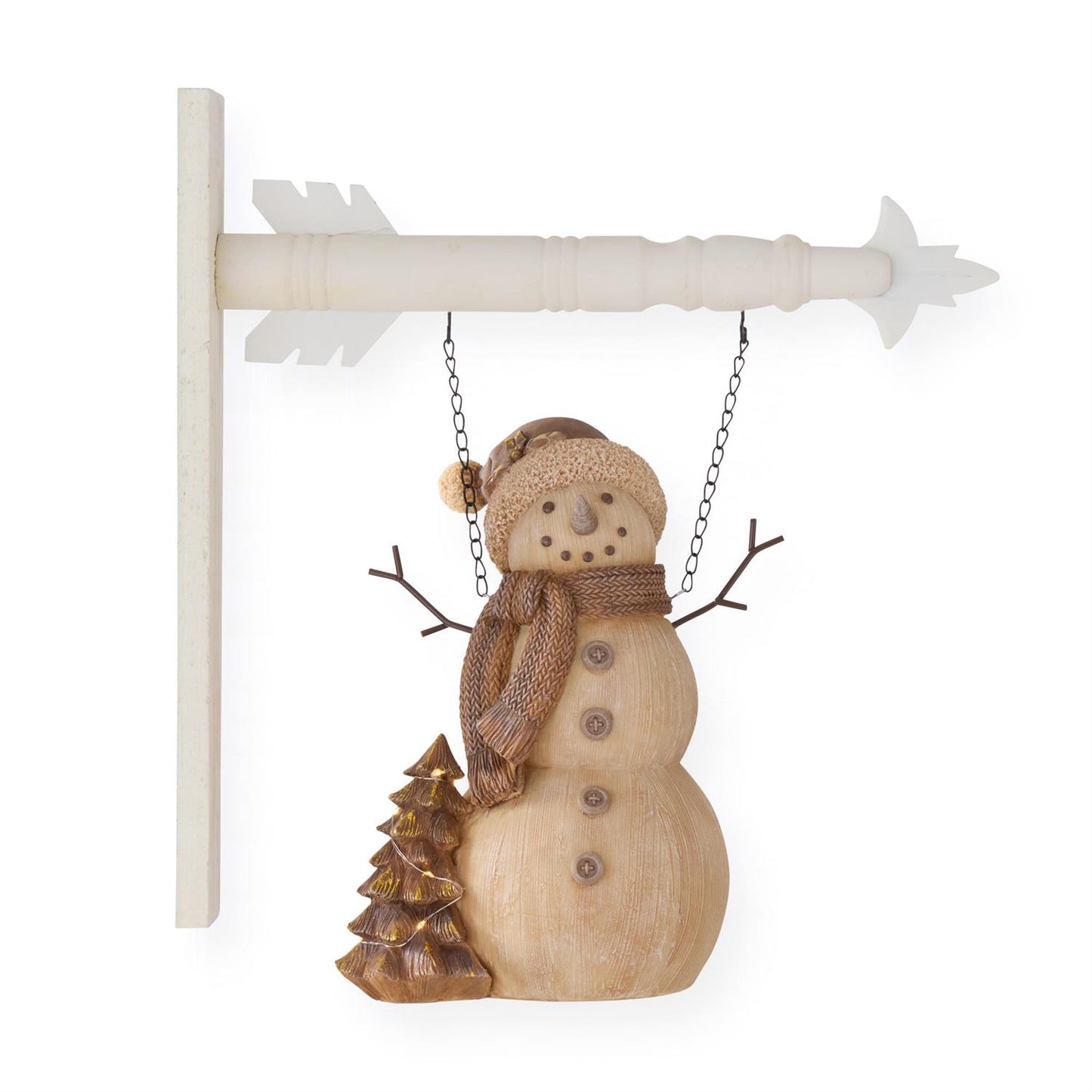 Resin Wood Grain LED Snowman with Timer Arrow Replacement