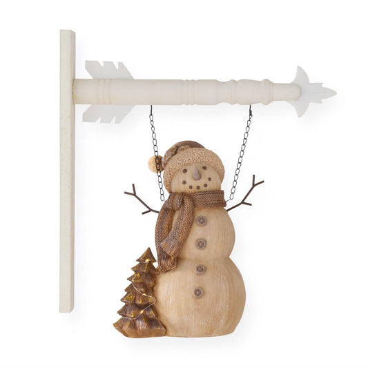 Resin Wood Grain LED Snowman with Timer Arrow Replacement