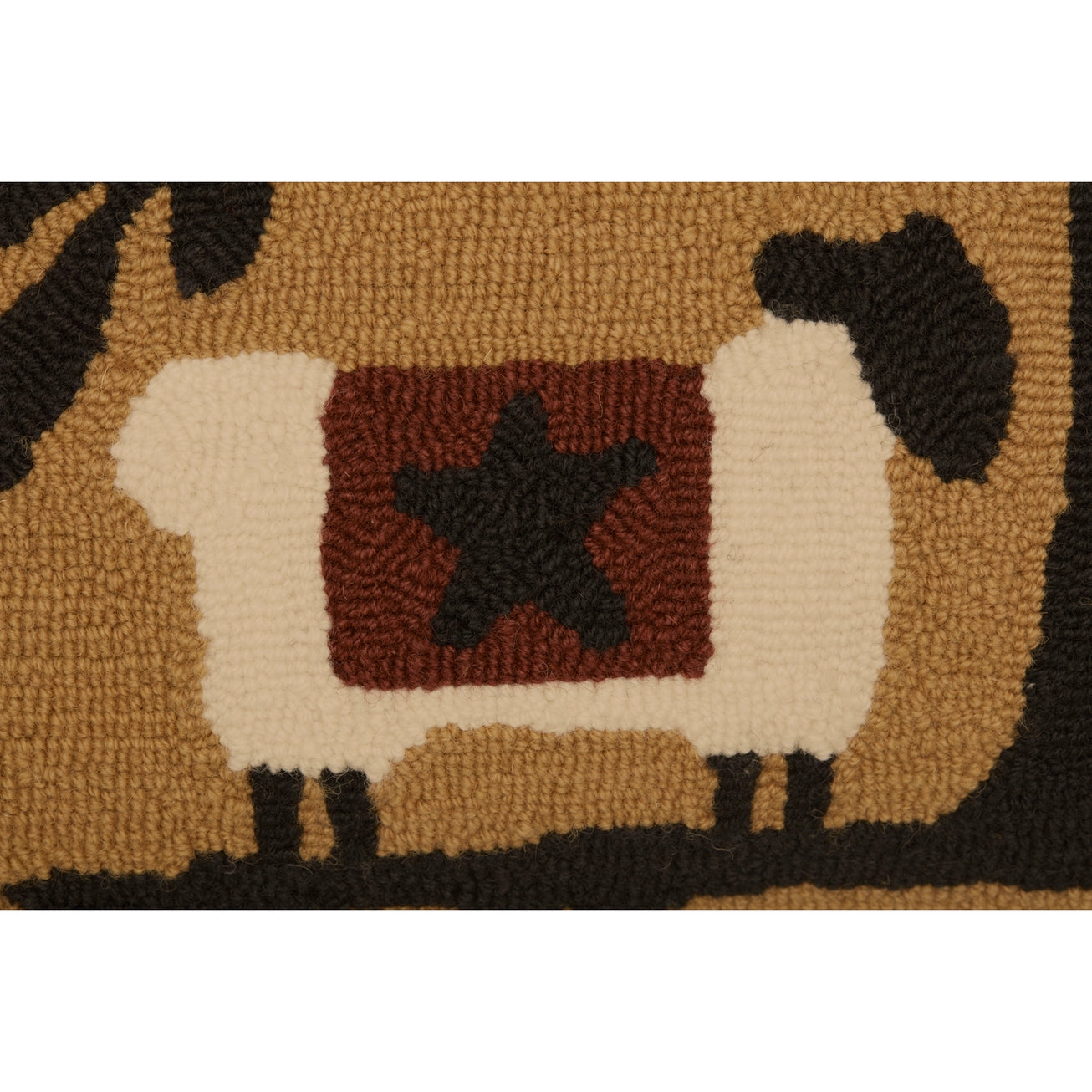 Heritage Farms Sheep and Star Hooked Throw Pillow