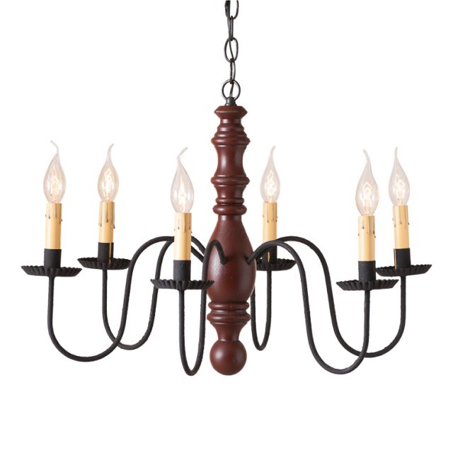 Manassas Wooden Chandelier in Sturbridge Red