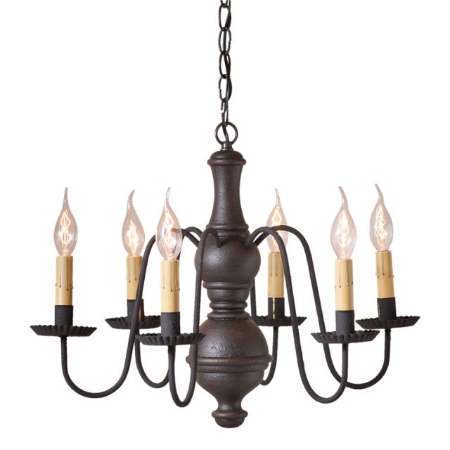 Medium Chesterfield Wooden Chandelier in Americana Black