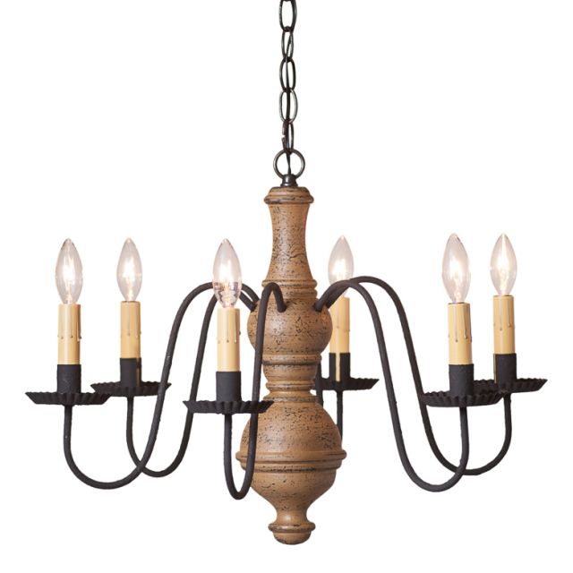 Medium Chesterfield Wooden Chandelier in Americana Pearwood