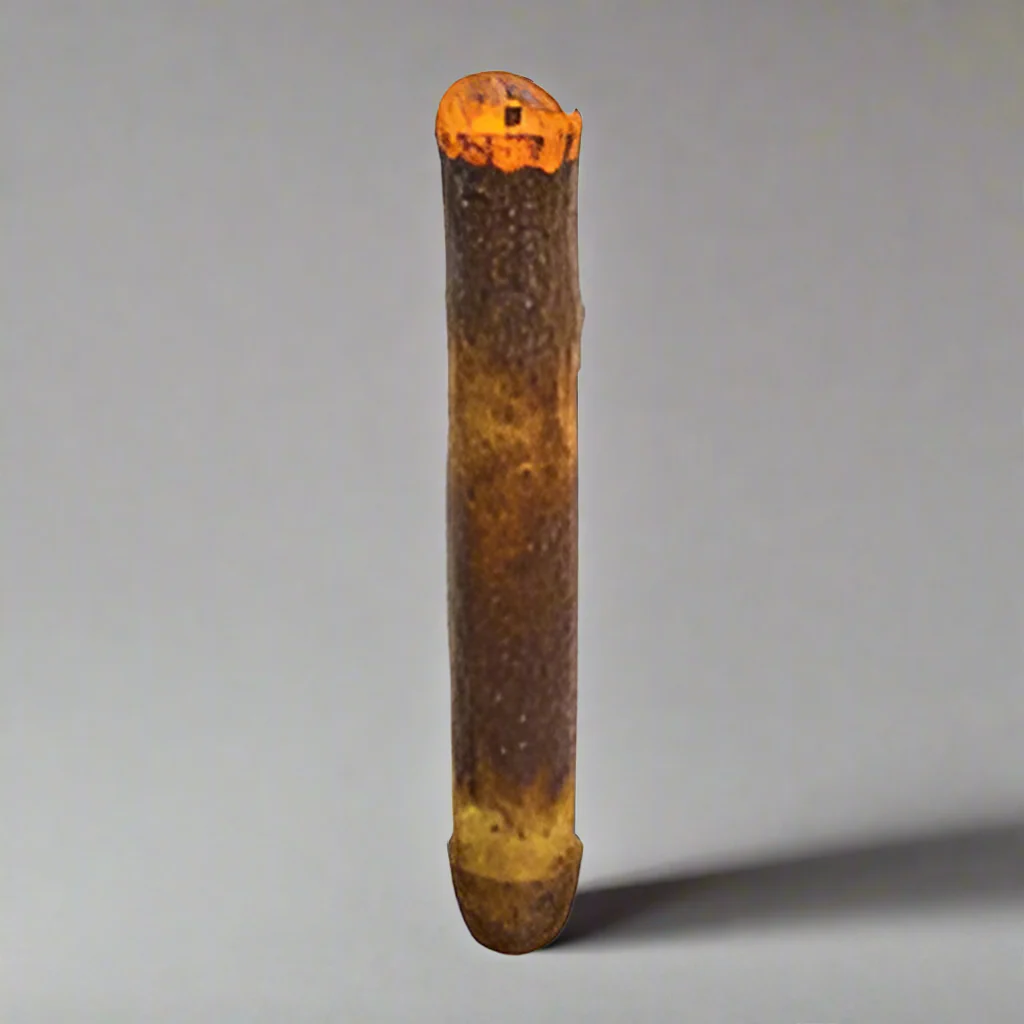 Tapered cylindrical object with a gradient from orange to brown on a gray background