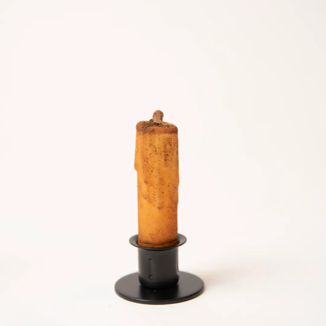 Primitive Mustard LED Timer Taper Candle - 4"