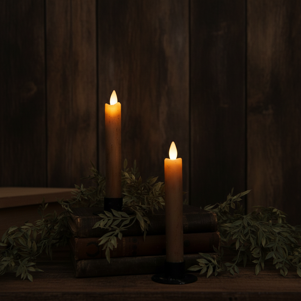 6 3/4" Moving Flame Beige Taper Candle