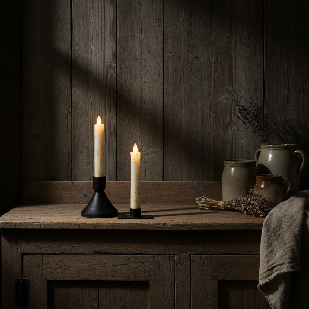 6 3/4" Moving Flame Cream Taper Candle