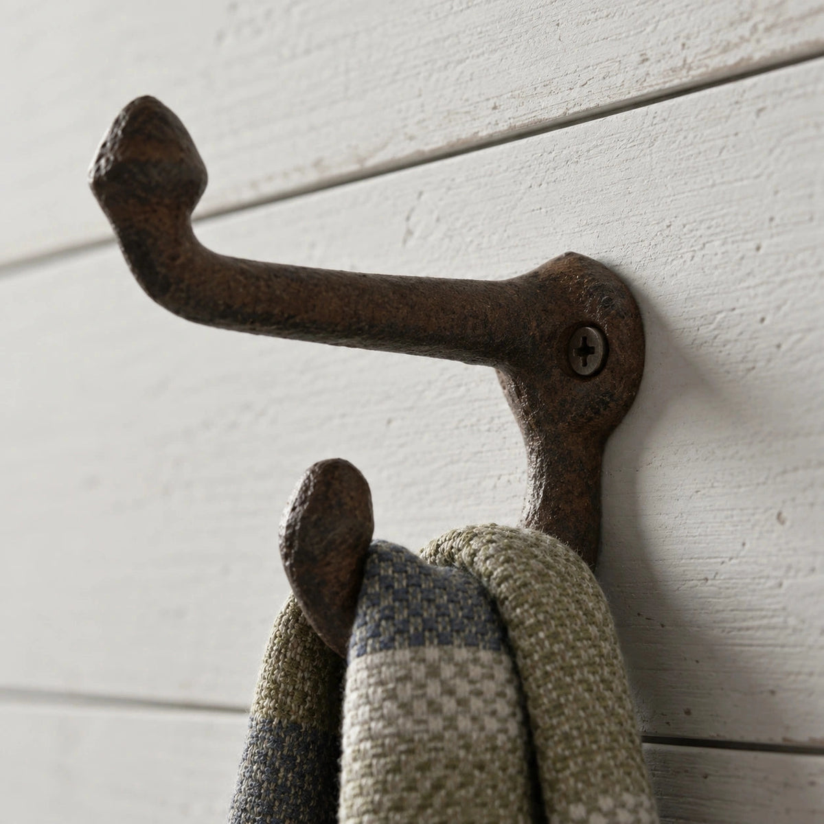 Wall Hook Cast Iron Vintage Weathered Finish