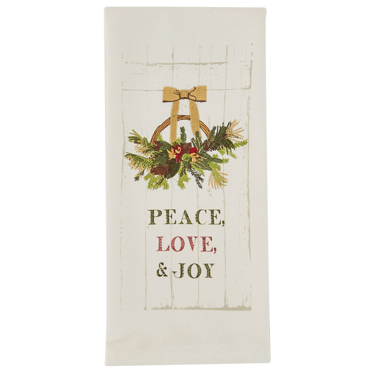 WILLIAMSBURG PEACE LOVE JOY PRINT EMBROIDERED DISHTOWEL
