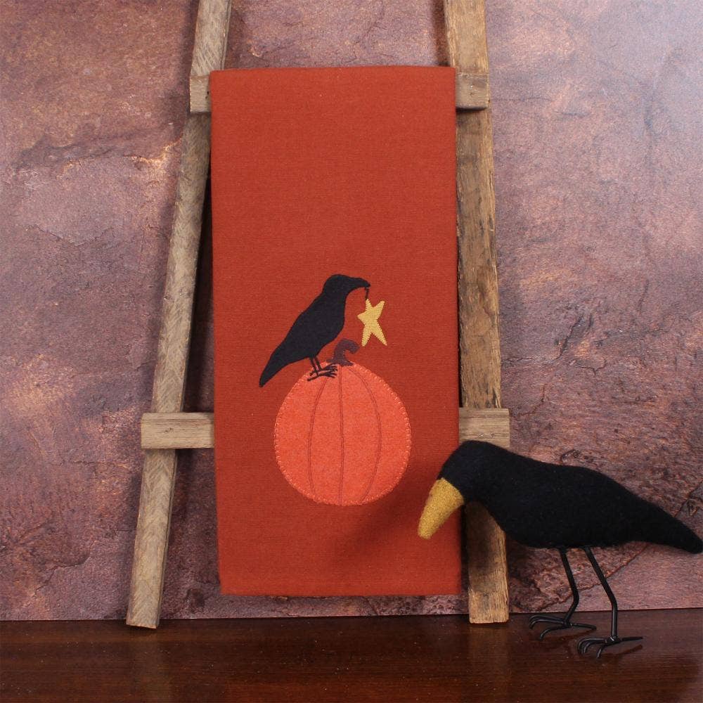 Crow on Pumpkin Hand Towel