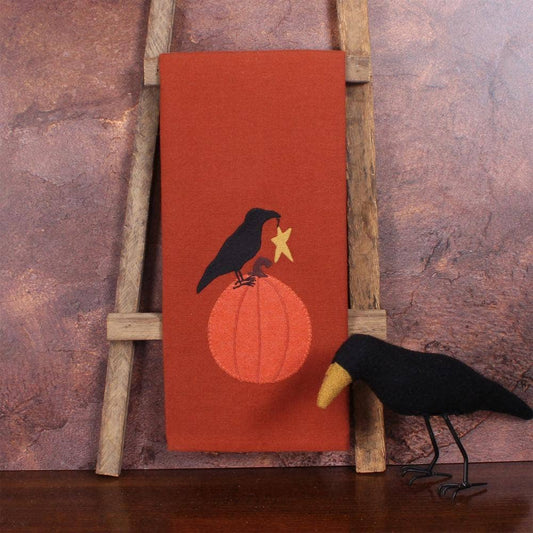 Crow on Pumpkin Hand Towel