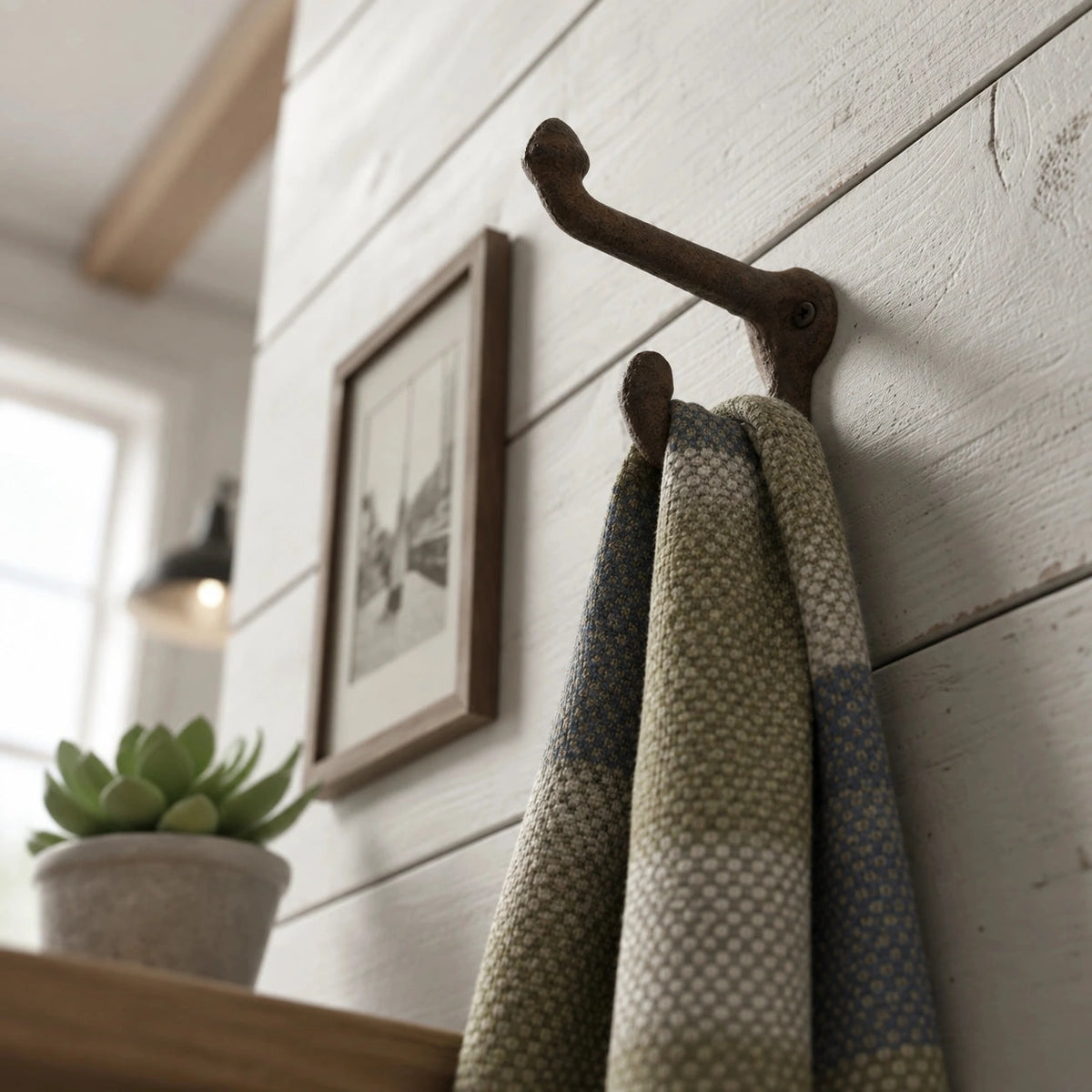 Wall Hook Cast Iron Vintage Weathered Finish
