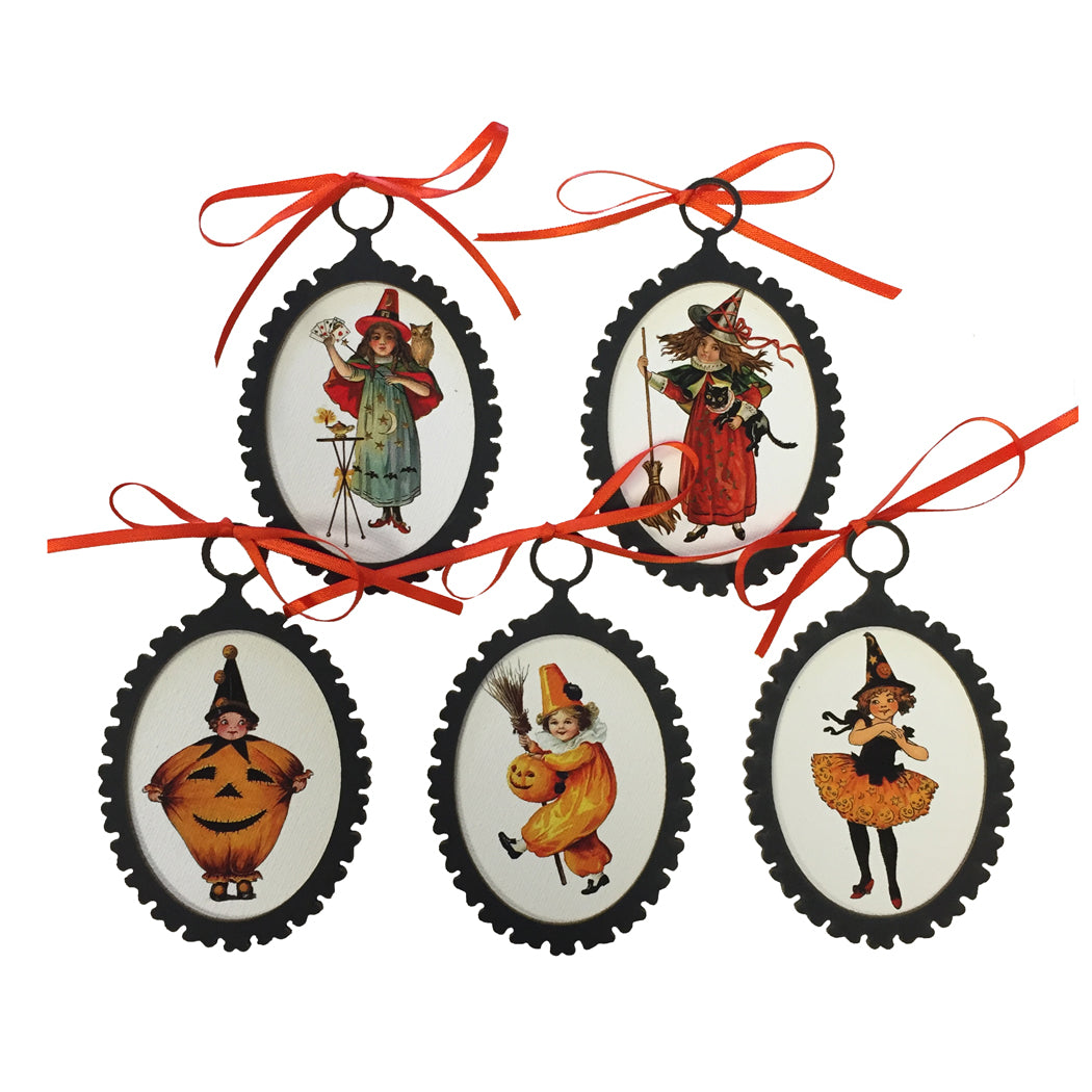 Set of 5 Children in Vintage Halloween Costumes Ornaments