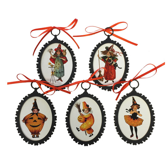 Set of 5 Children in Vintage Halloween Costumes Ornaments