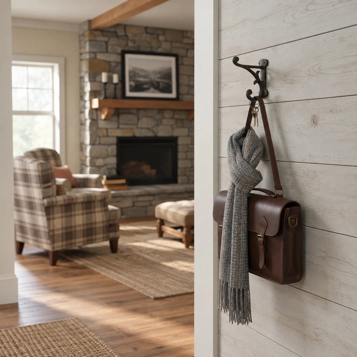 Wall Hook Cast Iron Farmhouse Weathered Finish