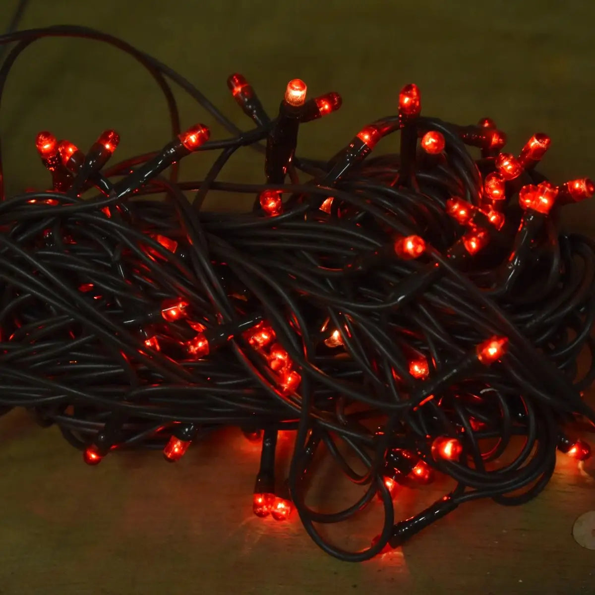 Red 50 Bulb Primitive Rice String Lights 10ft Green Cord