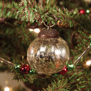 1" Silver Ridged Mercury Ornament