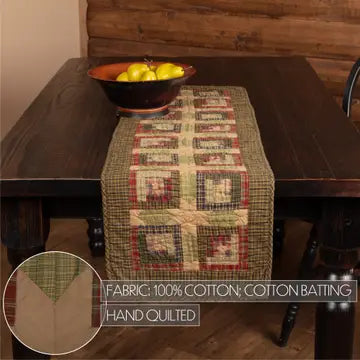 Tea Cabin Patchwork Log Cabin Quilted Table Runner