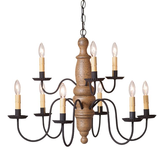 Fairfield Two Tiered Wooden Chandelier in Americana Pearwood