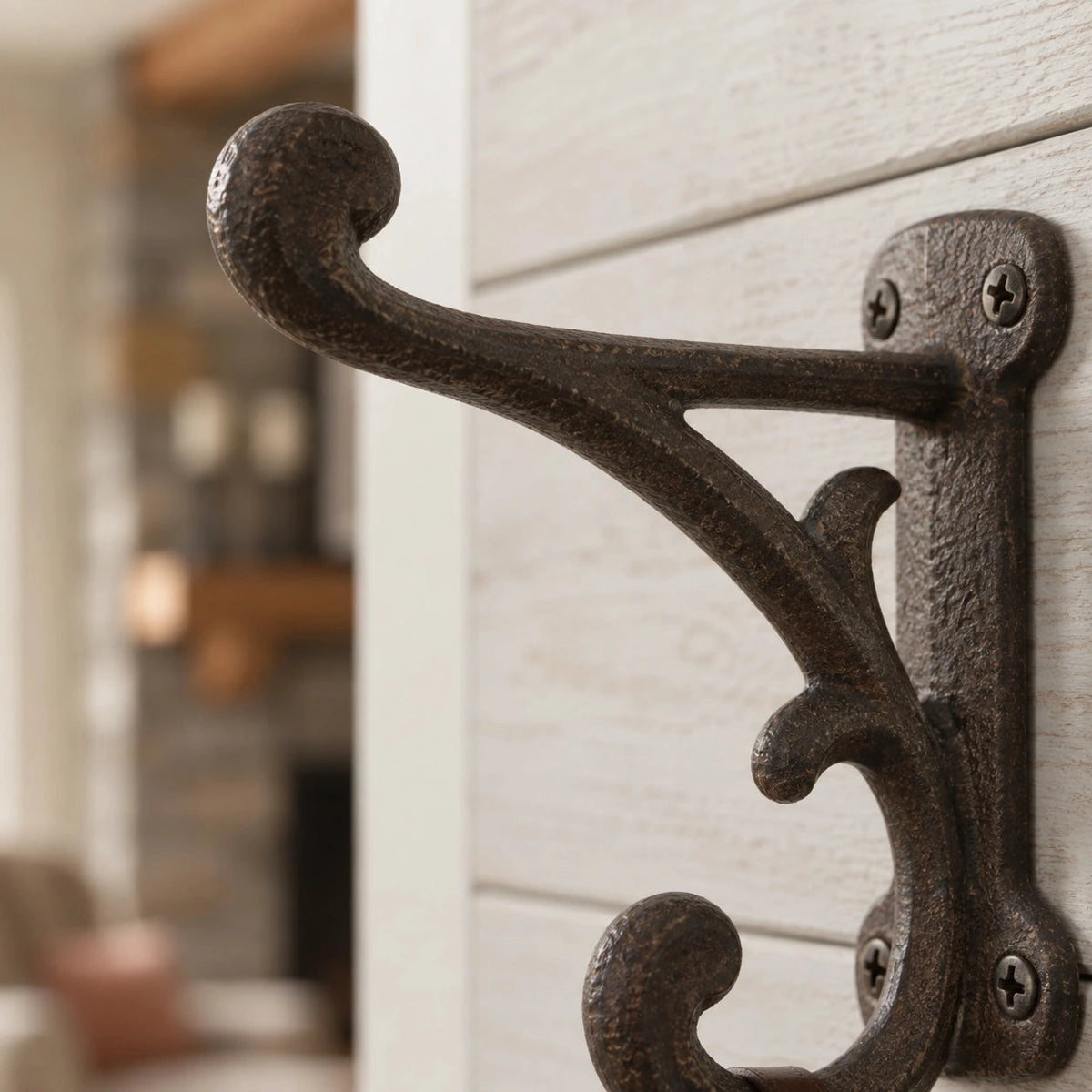 Wall Hook Cast Iron Farmhouse Weathered Finish
