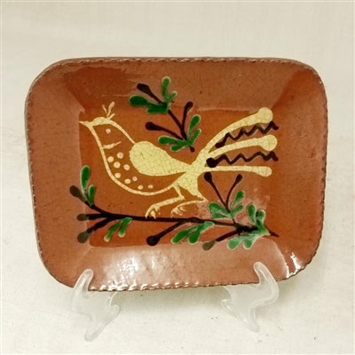 Quilled Bird on Branch Redware Plate