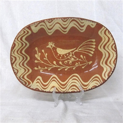 Quilled Bird on Branch Redware Plate