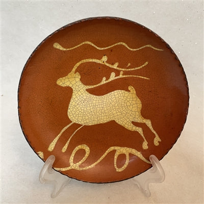 Quilled Leaping Stag Redware Plate
